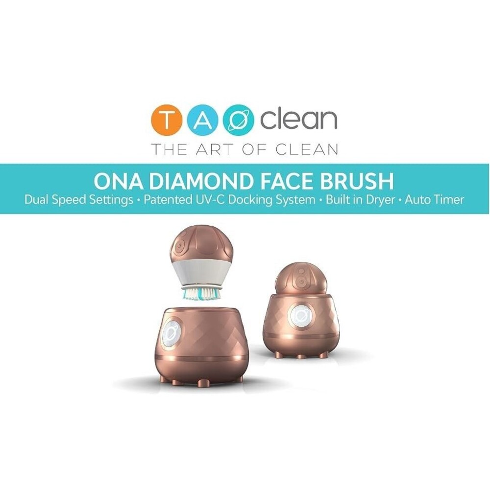NWT Tao Clean Ona Diamond Facial Orbital Brush+UV-C Cleansing Station Rose GOLD